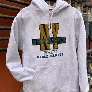 Large Supreme New York Grey Hoodie